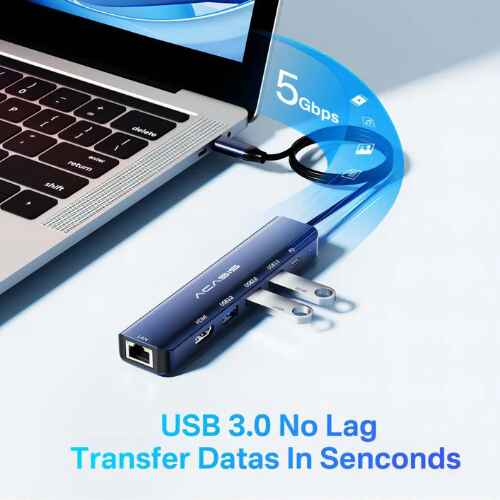 ACASIS 6 In 1 4K Docking Station Hub USB C Dual Display Adapter With 1 HDMI Ports 1 100W PD Ports 3 USB Ports 1 Ethernet Lan Ports USB Type-C Hub - Image 3
