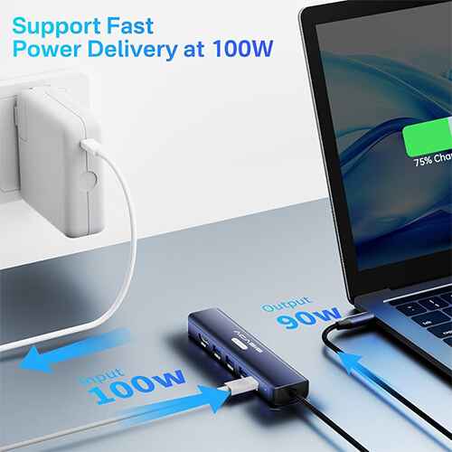 ACASIS 6 In 1 4K Docking Station Hub USB C Dual Display Adapter With 1 HDMI Ports 1 100W PD Ports 3 USB Ports 1 Ethernet Lan Ports USB Type-C Hub - Image 4